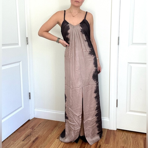 hoaglund NY Dresses & Skirts - Silk Satin Chiffon Front Slit Evening Gown